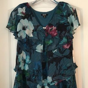 NWT Flowing Layered Dress in Teal Florals